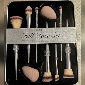 TikTok Viral Silver Bling 10 Piece Full Face Set‎ Makeup Brushes